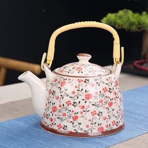 NEW Roses Bamboo Handle Small Teapot